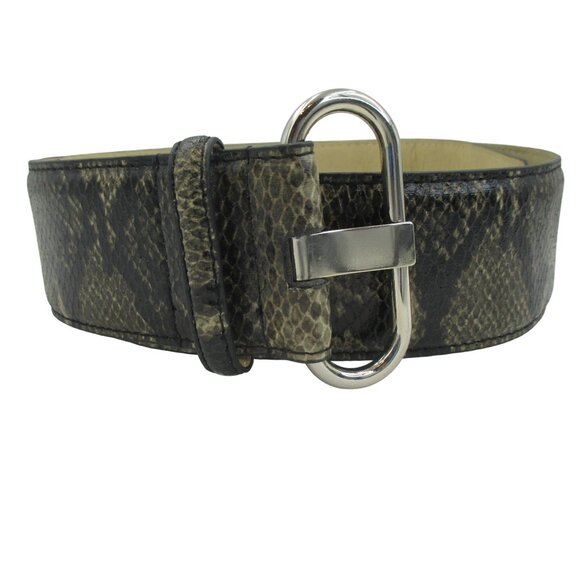 Ann Taylor Snakeskin Belt Faux Leather Size M Python Black Brown - Picture 2 of 6